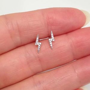 925 Sterling Silver Lightning Bolt Stud Earrings